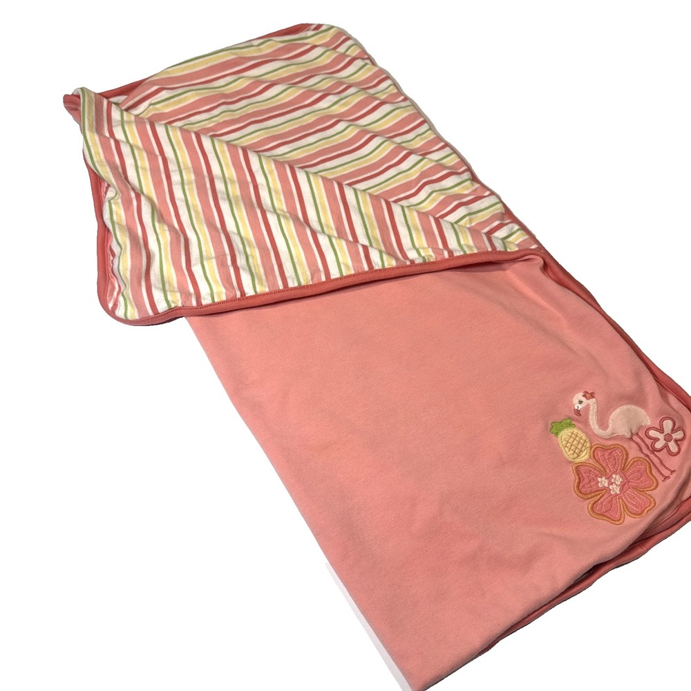 Gymboree Rare Tropical Oasis Flamingo Reversible Blanket Stroller Lovey Retired